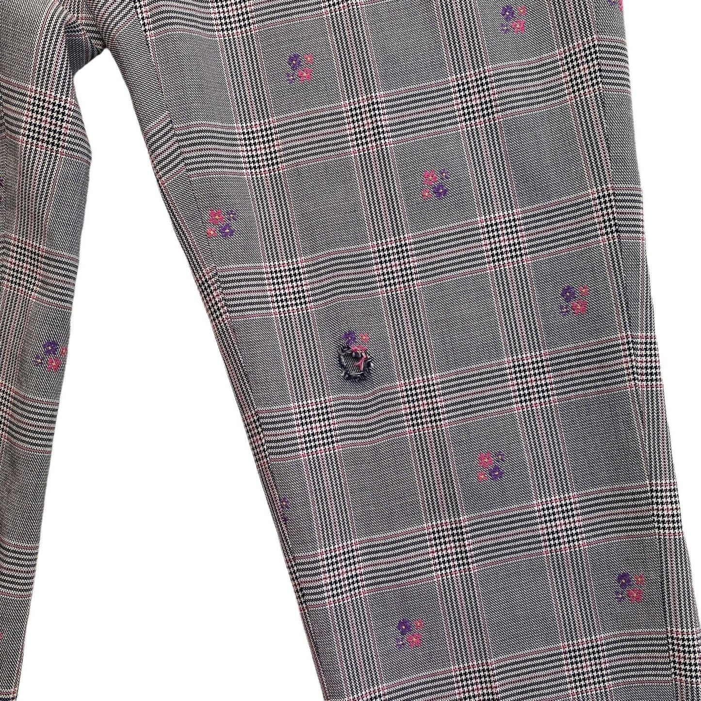 Brooks Brothers Grey Plaid Floral Wool Blend Pants Trousers Size EU 36 UK 8 US 2