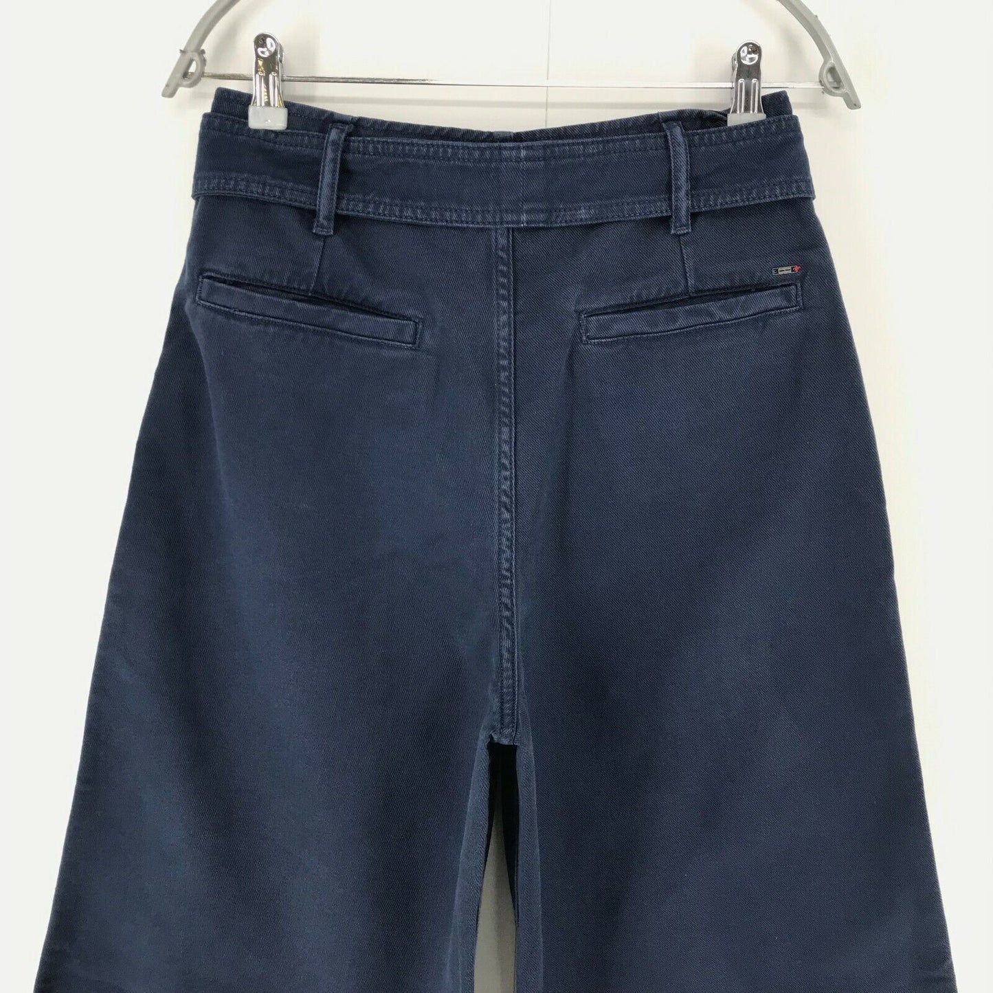 Tommy Hilfiger Women Navy Blue Wide Leg Fit Cropped Bow Jeans W28