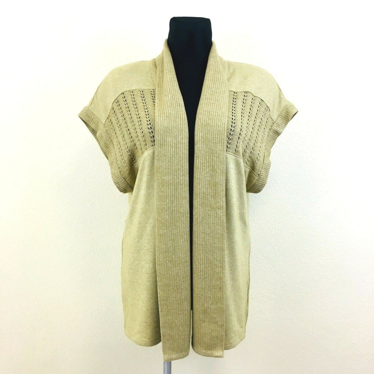 Creation Charmante Beige Übergroße Strickjacke aus Wollmischung Größe EUR 42 US 12 UK 14