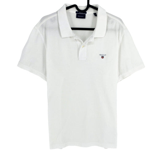 GANT Men White Original Regular Fit Pique Rugger Polo Shirt Size L