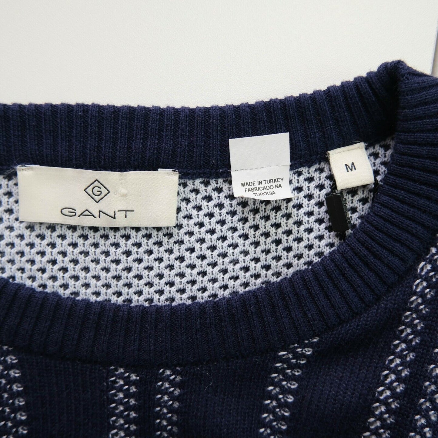 GANT Blue Crew Neck Cable Knit Jumper Sweater Size M