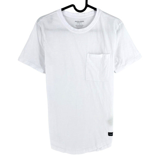 Jack & Jones Men White Pocket Crew Neck Short Sleeves T-Shirt Size S