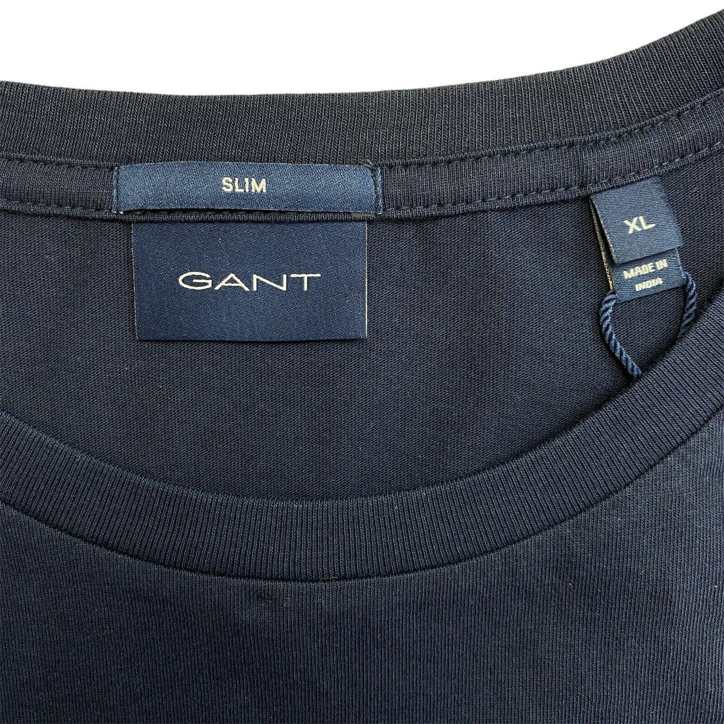 GANT Navy Blue Original Long Sleeves Slim Crew Neck T Shirt Size XL