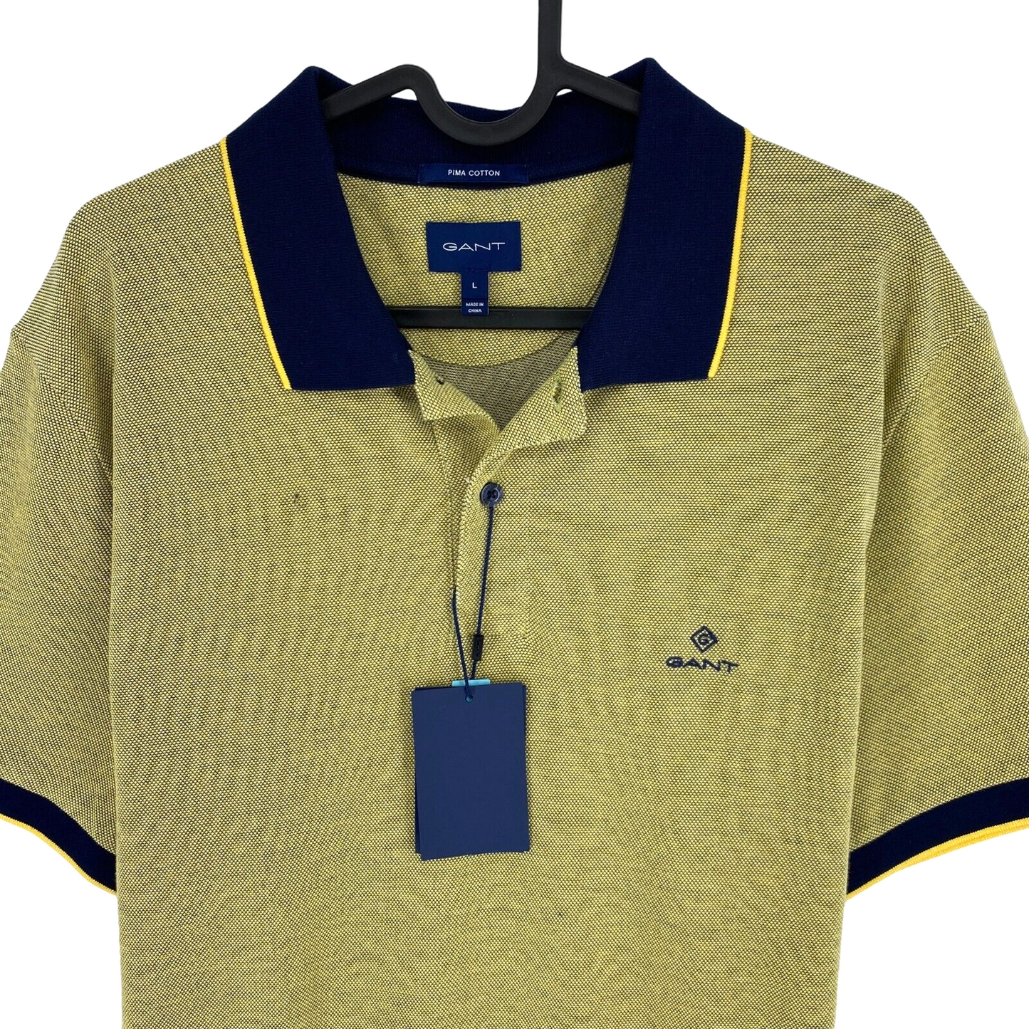 GANT Greenish Yellow 4-Col Oxford Pique Rugger Polo Shirt Size L