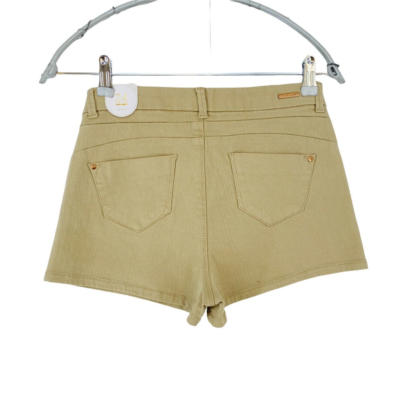 Bershka Women Beige Regular Fit Shorts Size EU 34 UK 6 W24