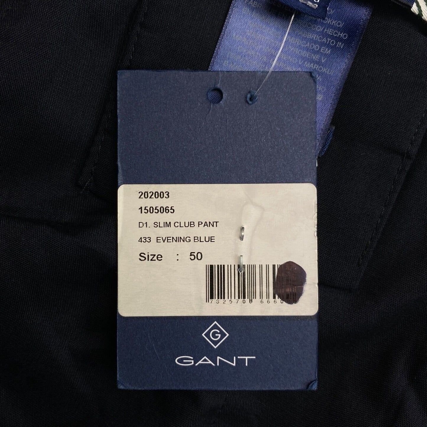 GANT Marineblaue Slim Club-Hose, EU 50, UK/US 40