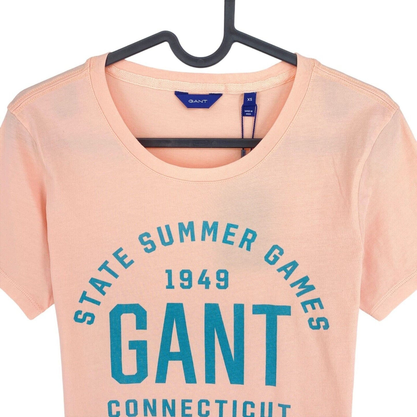 GANT T-shirt à col rond graphique d'été rose clair taille XS