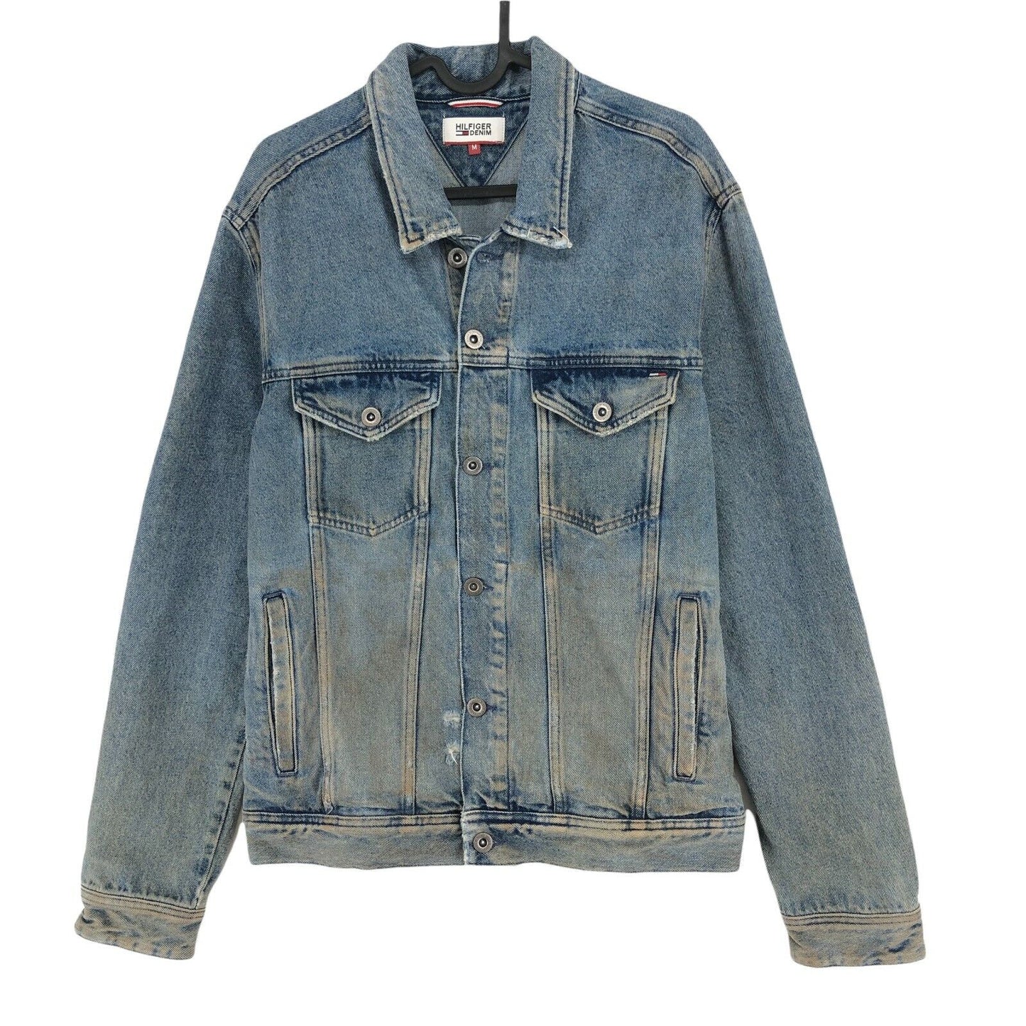 TOMMY HILFIGER Bleu Denim Biker Jacket Manteau Taille M