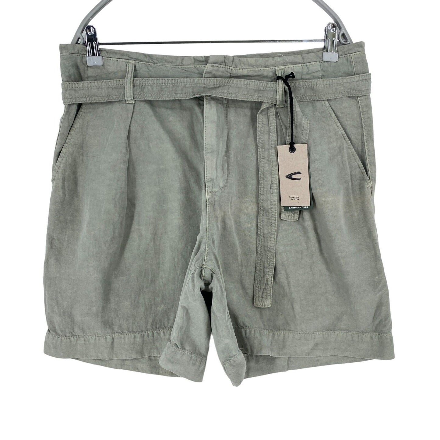 CAMEL ACTIVE Women Grey Relaxed Fit Linen Blend Shorts Size W29