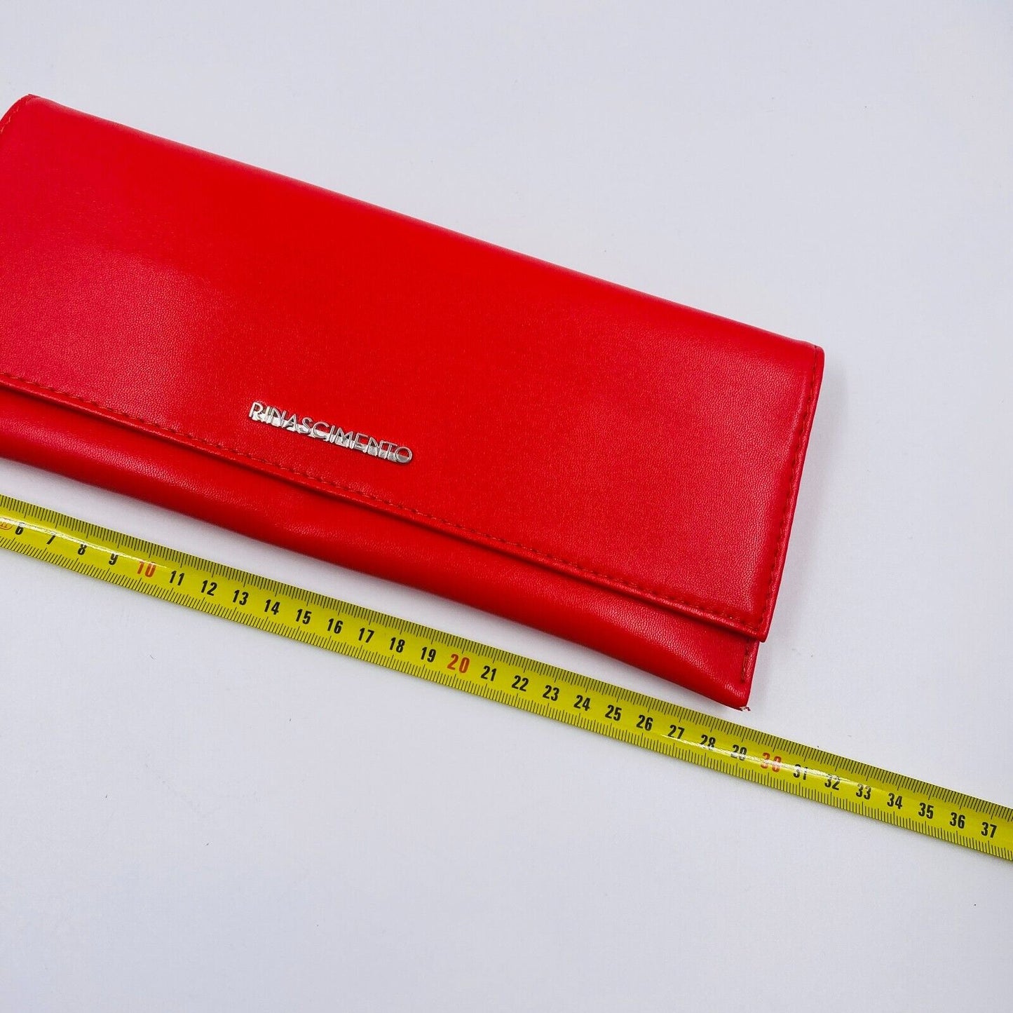 Rinascimento Red Eco Leather Silver Color Chain Handle Clutch Bag