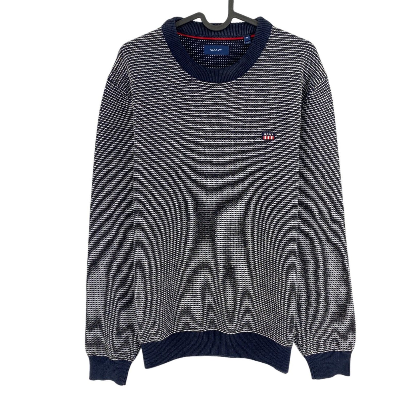 GANT Bleu Marine Texture Légère Ras Du Cou Pull Pull Taille M