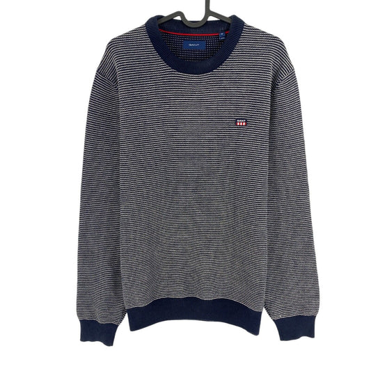 GANT Navy Blue Light Texture Crew Neck Sweater Pullover Size M