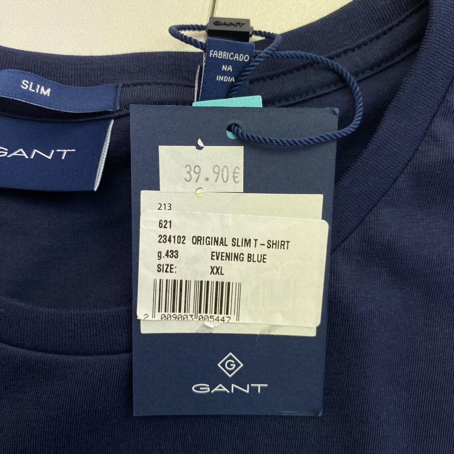 GANT Navy Blue Original Slim Crew Neck T Shirt Size 2XL XXL