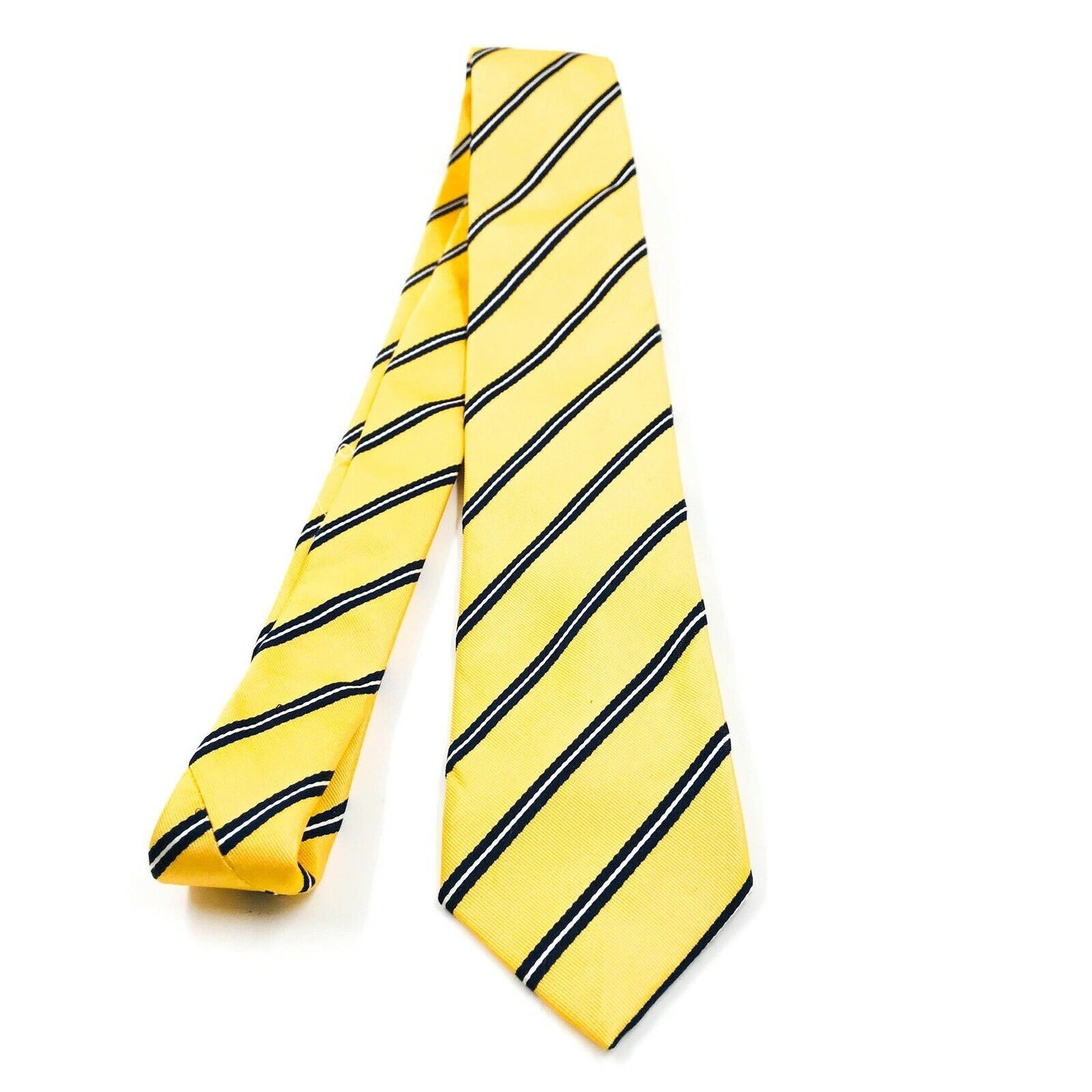 GANT Light Yellow Double Stripe 100% Silk Handsewn Tie Made In Italy