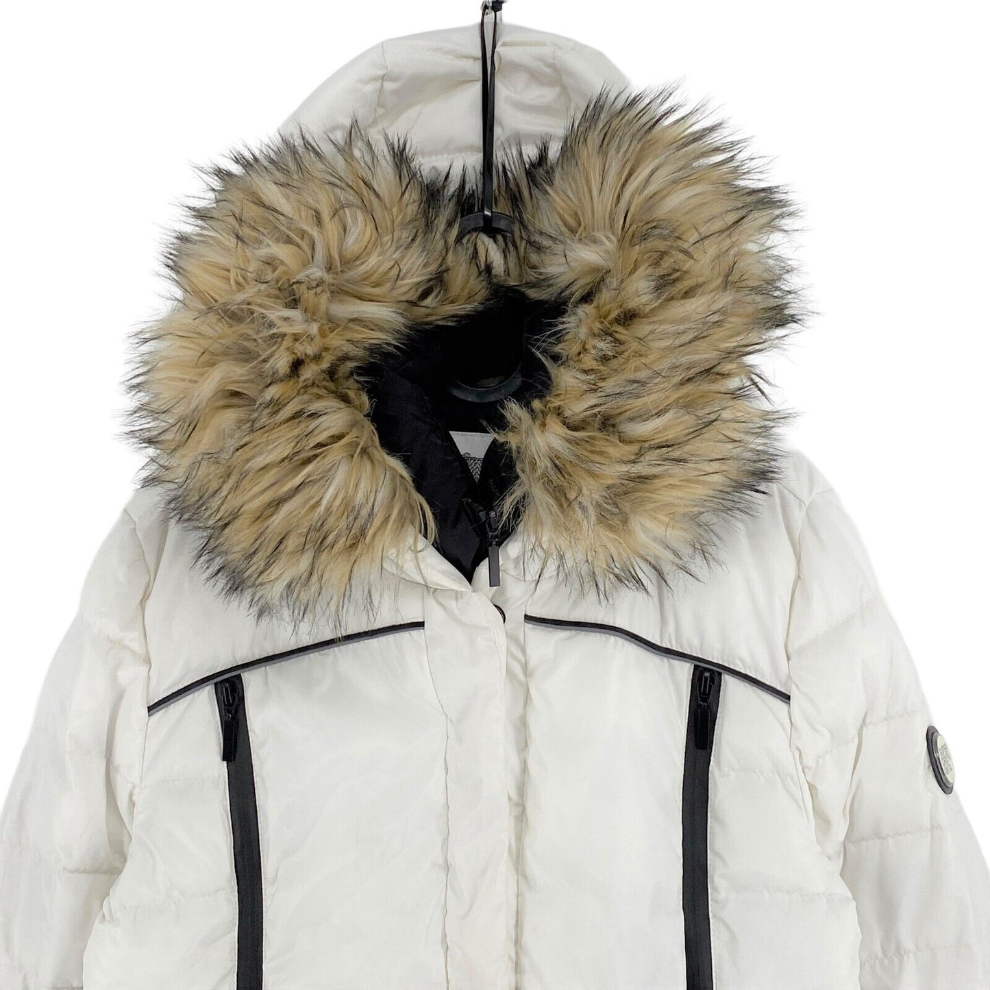 SUPERDRY MOUNTAINEERING SUPPLIES White Hooded Padded Puffer Jacket Coat Size S