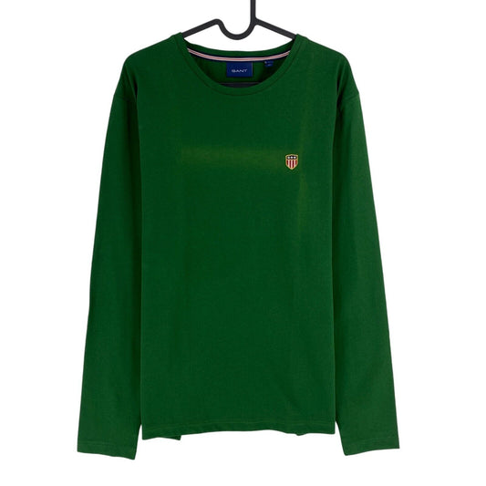 GANT Men Green Shield Crew Neck Long Sleeves T Shirt Size XL