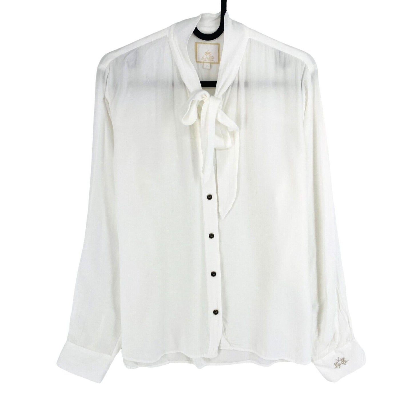 LA MARTINA Women White Long Sleeves Shirt Size 3 / M