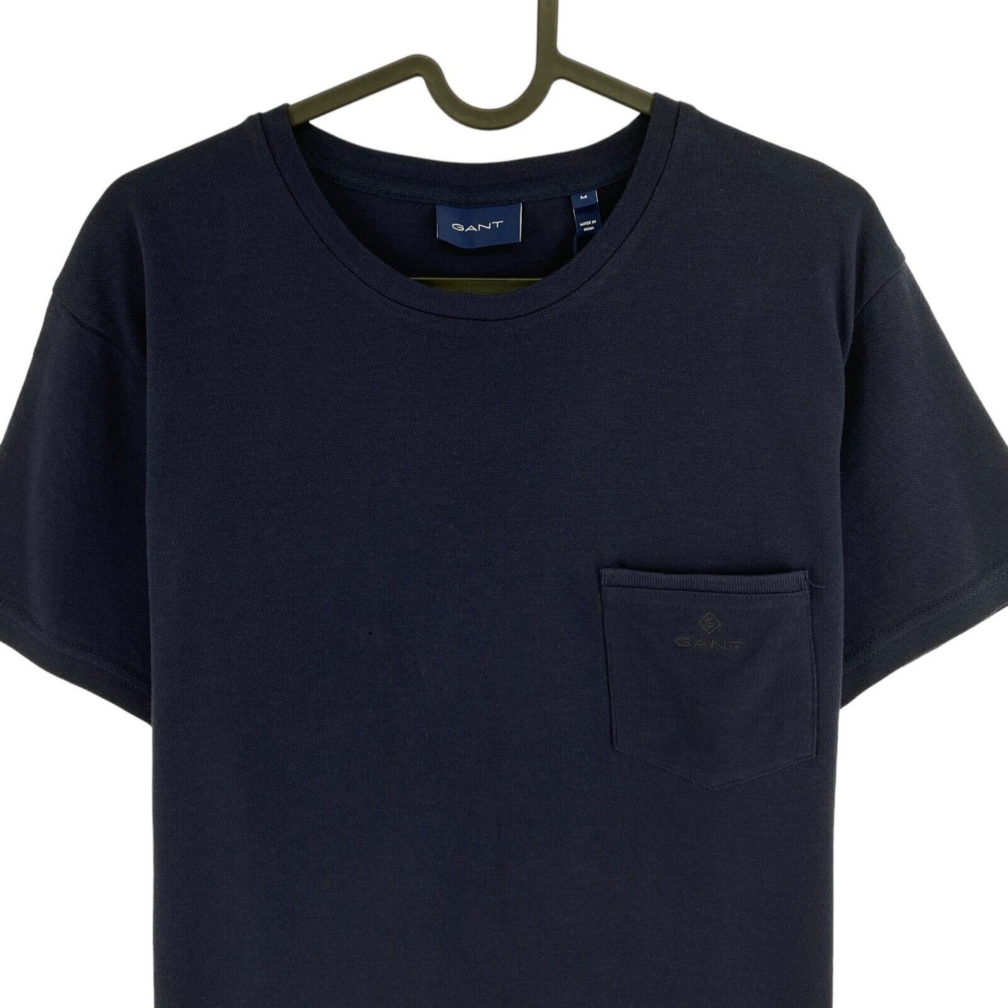 GANT Navy Blue Pique Crew Neck T Shirt Size M