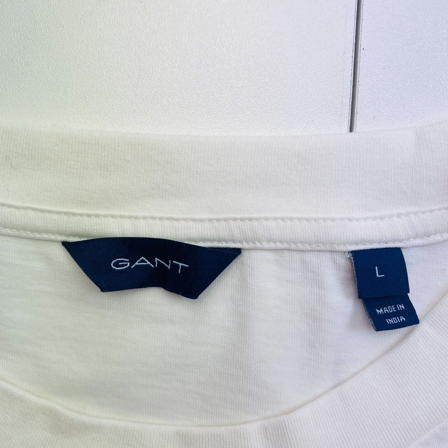 GANT Women White Tonal Archive Shield Crew Neck Short Sleeves T Shirt Size L