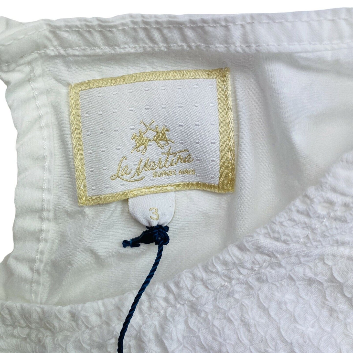 LA MARTINA White Short Sleeves Cotton Voile Blouse Size 3 / M