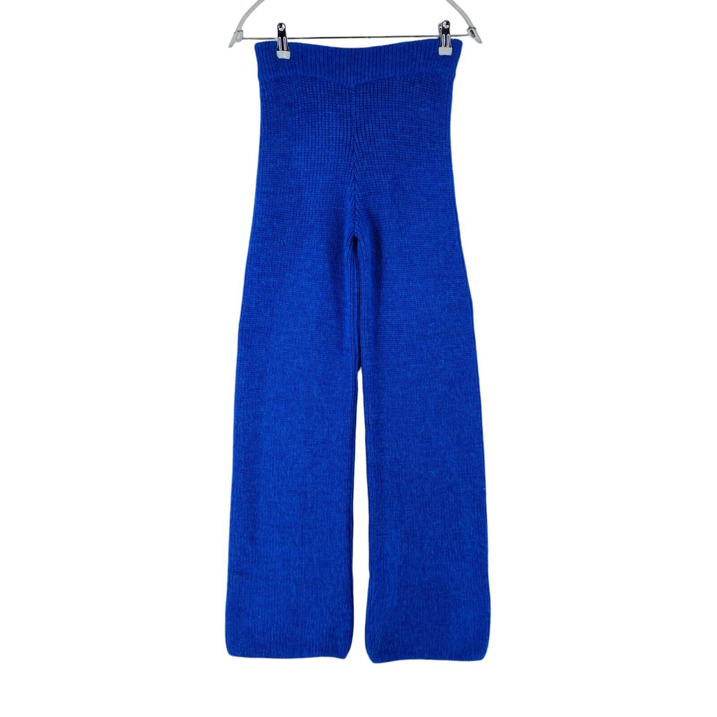 MANGO Women Blue Knitted Regular Straight Fit Trousers Size XS