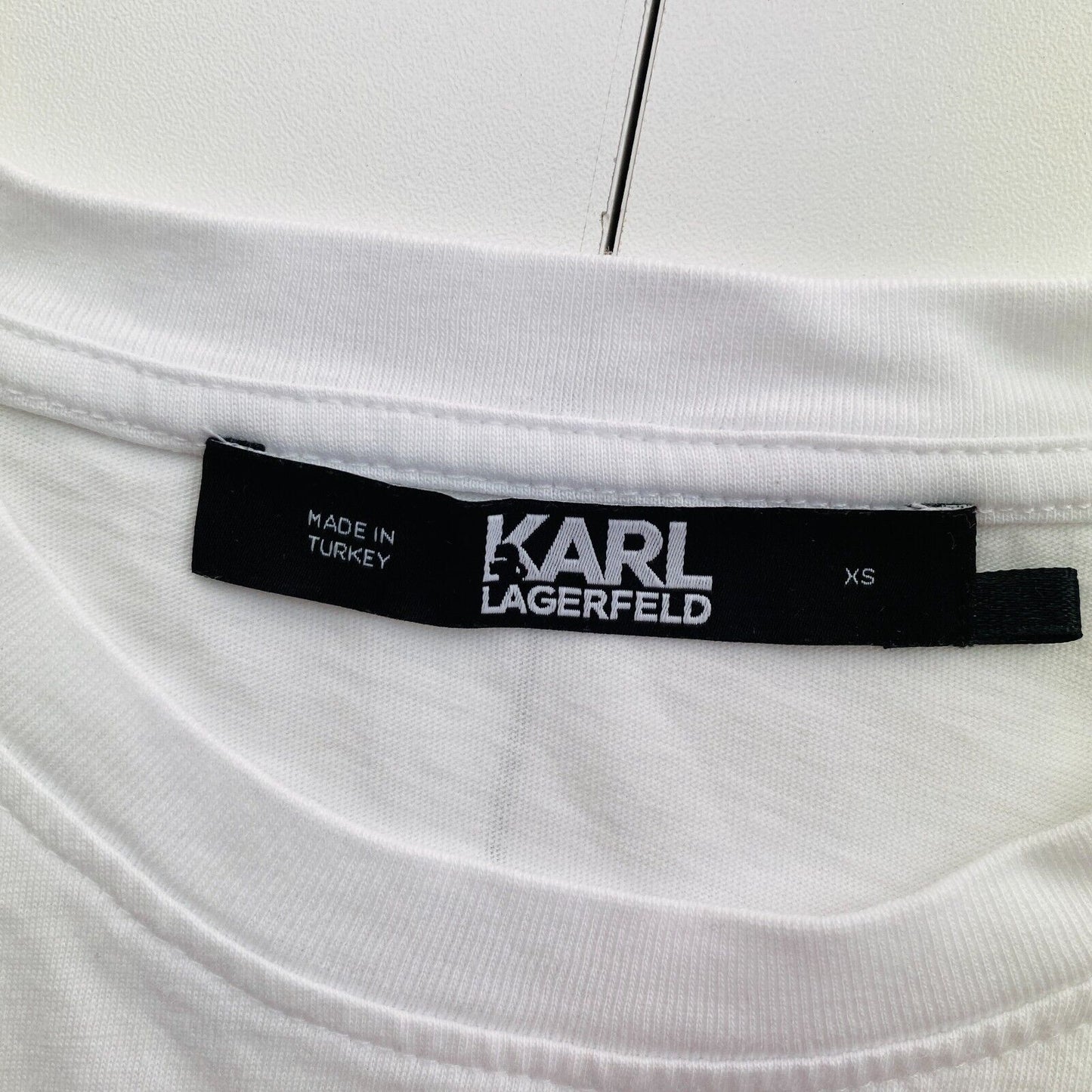 KARL LAGERFELD Women White Zodiac Crew Neck T Shirt Size XS