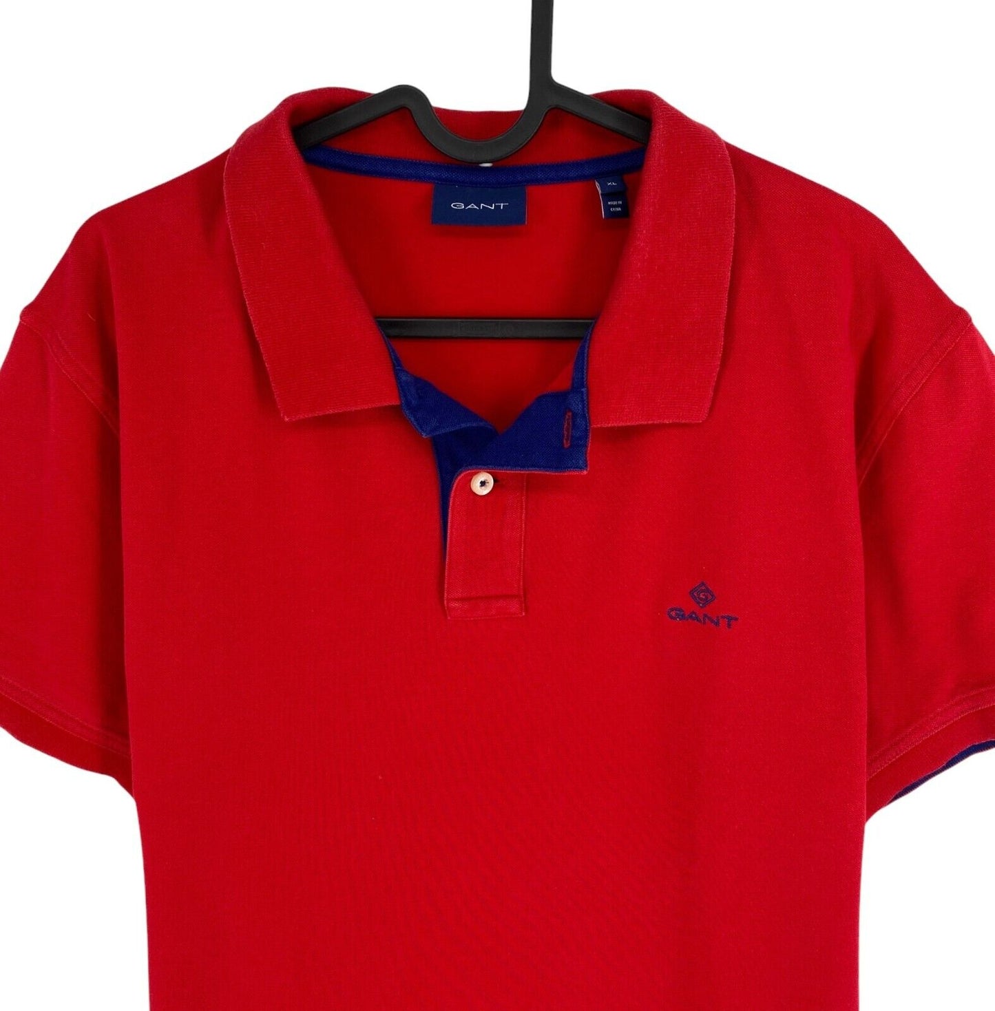 GANT Men Red Contrast Collar Pique Polo Shirt Size XL