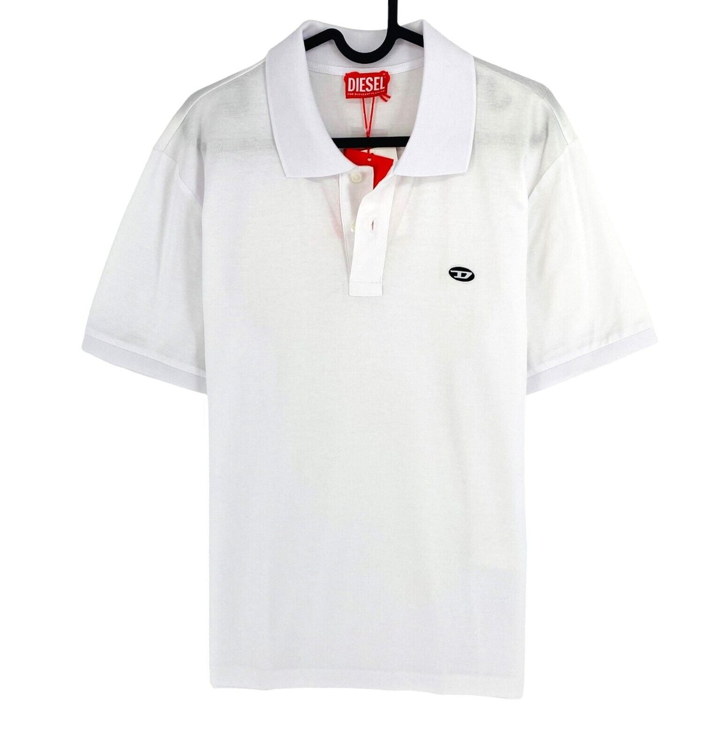 DIESEL Men White T-SMITH-DOVAL-PJ Short Sleeves Polo Shirt Size L