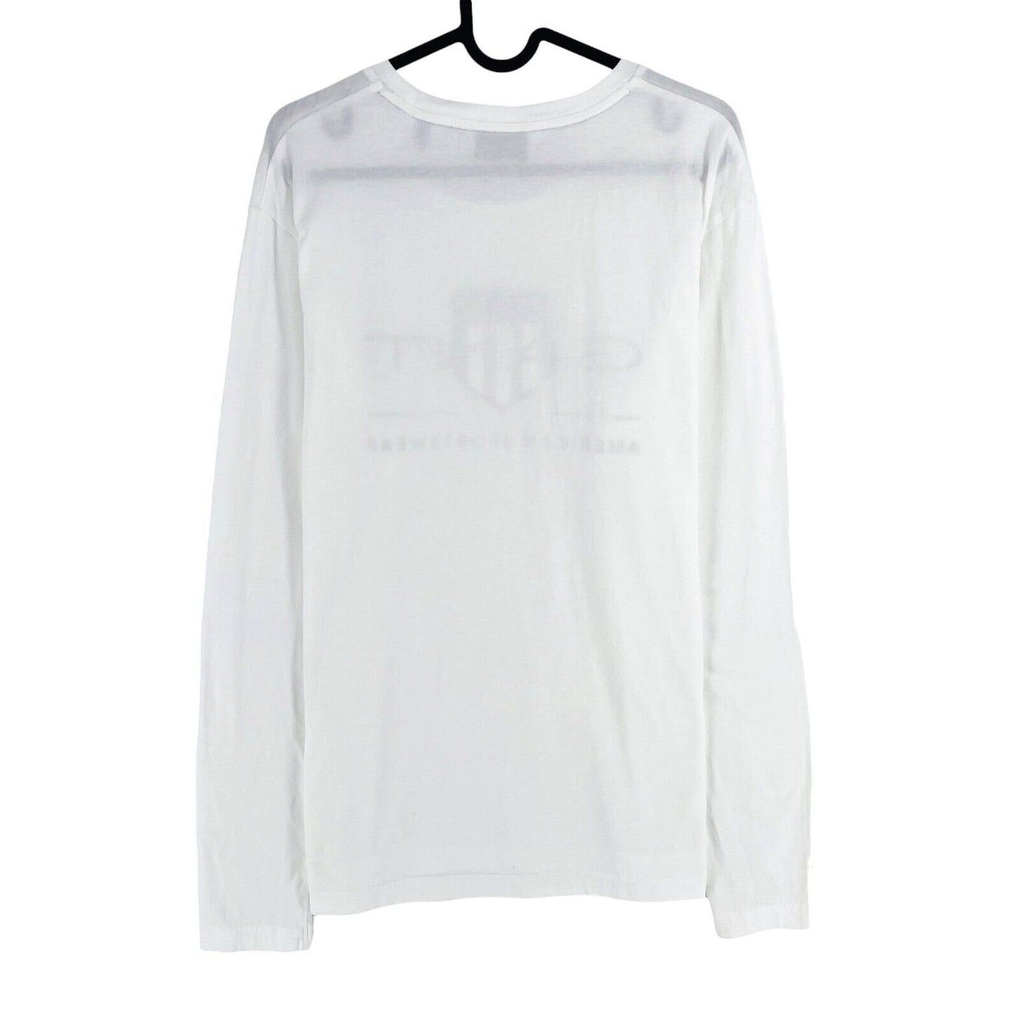 GANT Men White Archive Shield Crew Neck Long Sleeves T-Shirt Size L