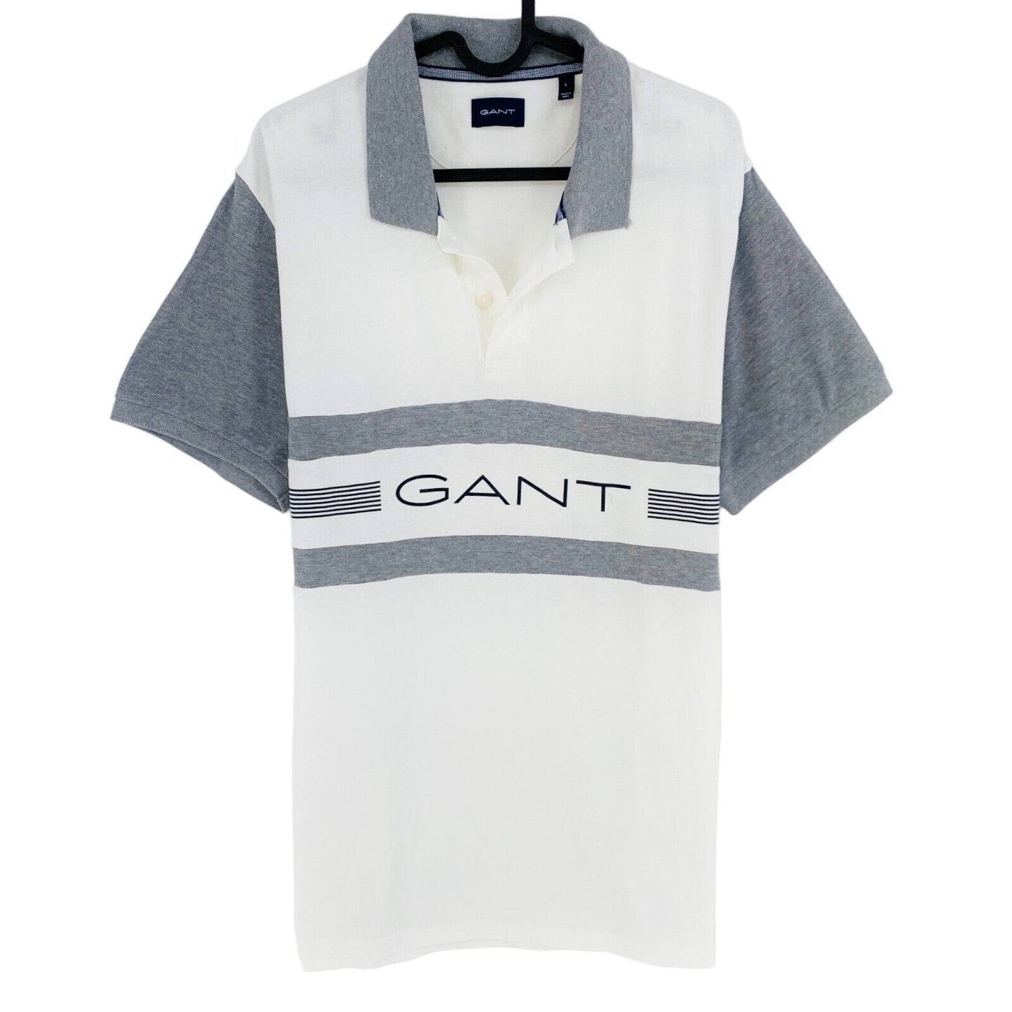 GANT Weißes Piqué-Rugger-Poloshirt mit Kragen, Größe L