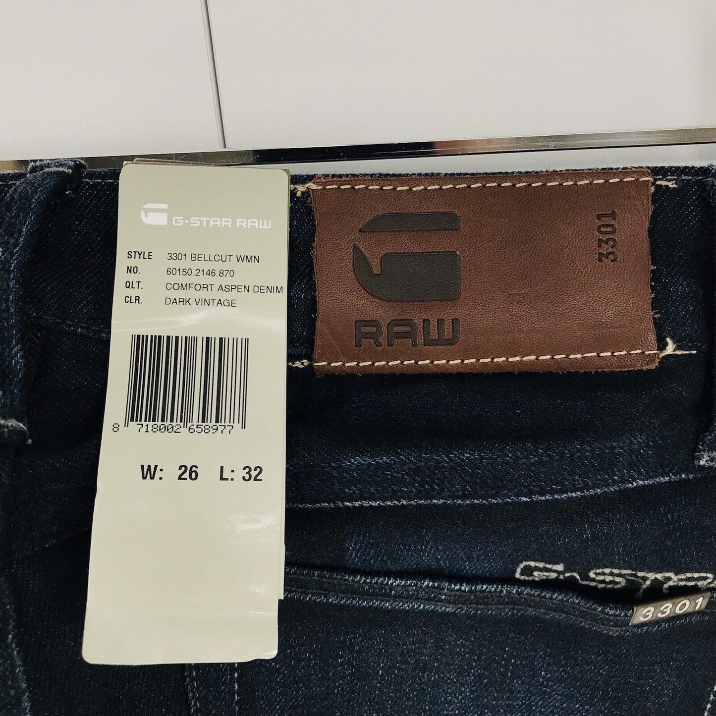 G-STAR RAW 3301 BELLCUT Women Dark Blue Bootcut Fit Jeans W26 L32