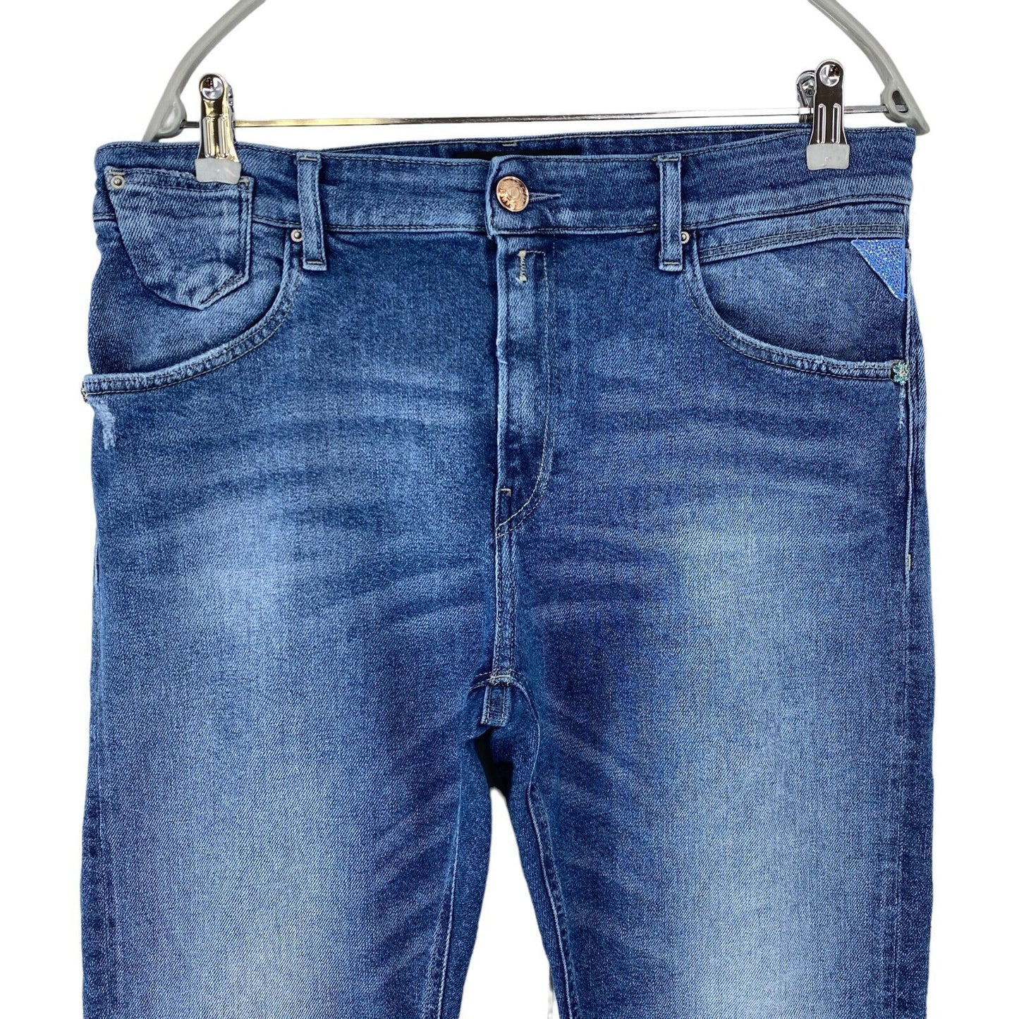 Replay femmes bleu Stretch coupe fuselée régulière jean W31 L30