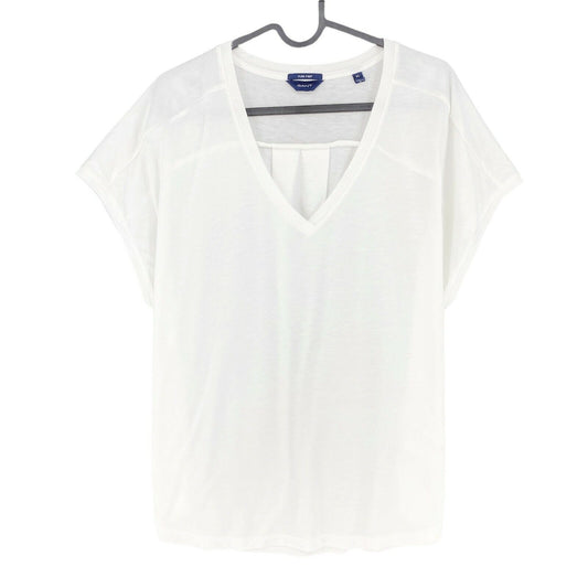 GANT Weißes Pure Prep Flared T-Shirt mit V-Ausschnitt, Größe XL