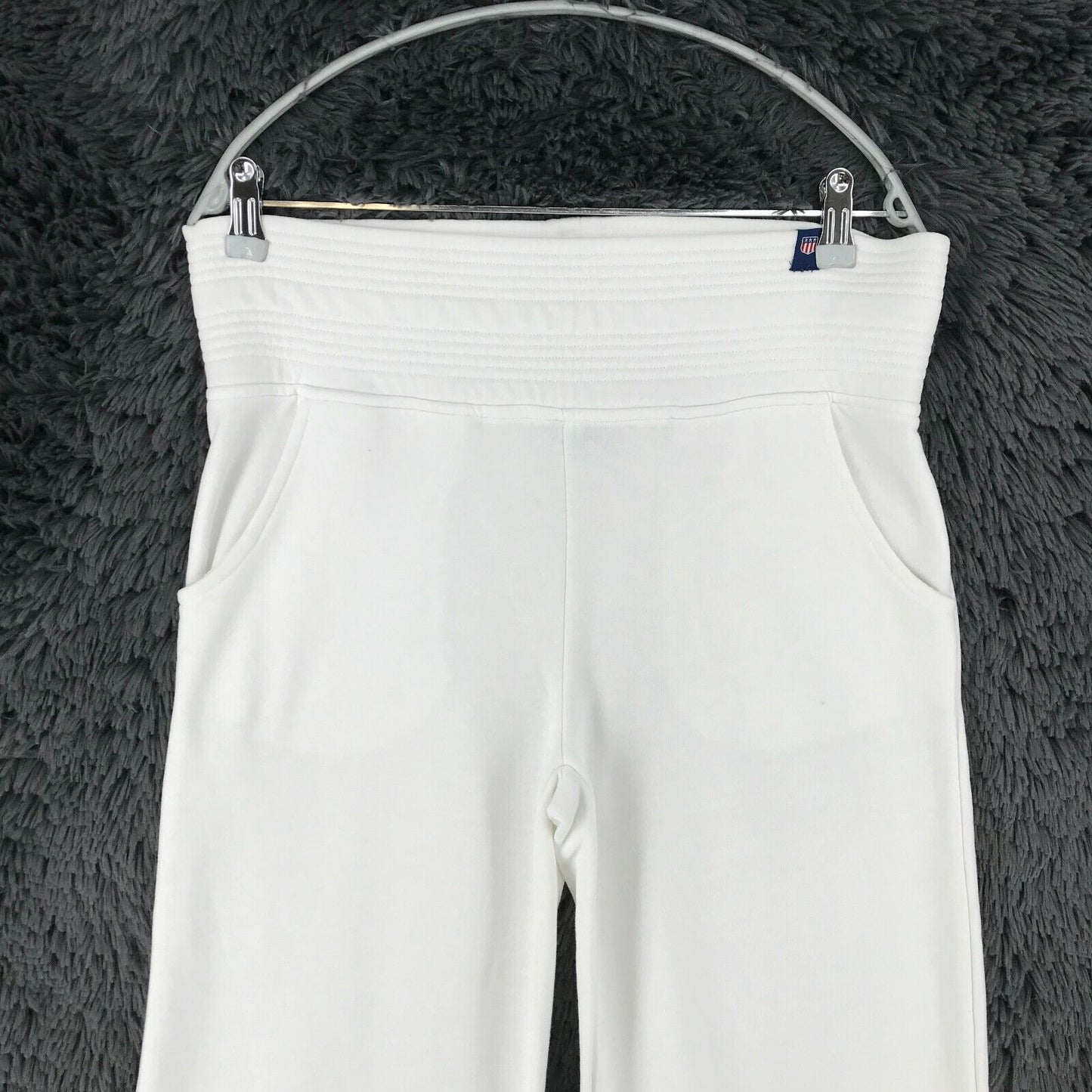 GANT Women White High Waist Regular Fit Sweatpants Trousers Size L W32