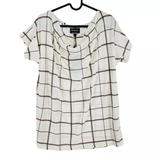 Barbour Women Cream White Cloud Check Top Shirt Blouse Size EU 40 UK 14 US 10