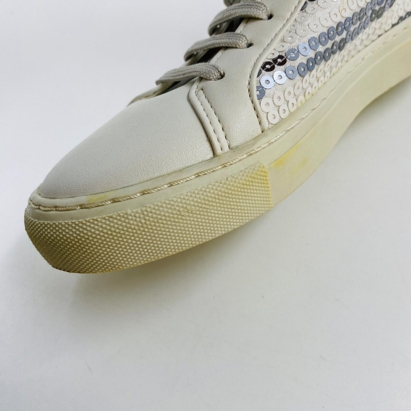 GUESS Women White Sequin Leather Sneakers Trainers Shoes EUR 35 US 5 UK 2.5