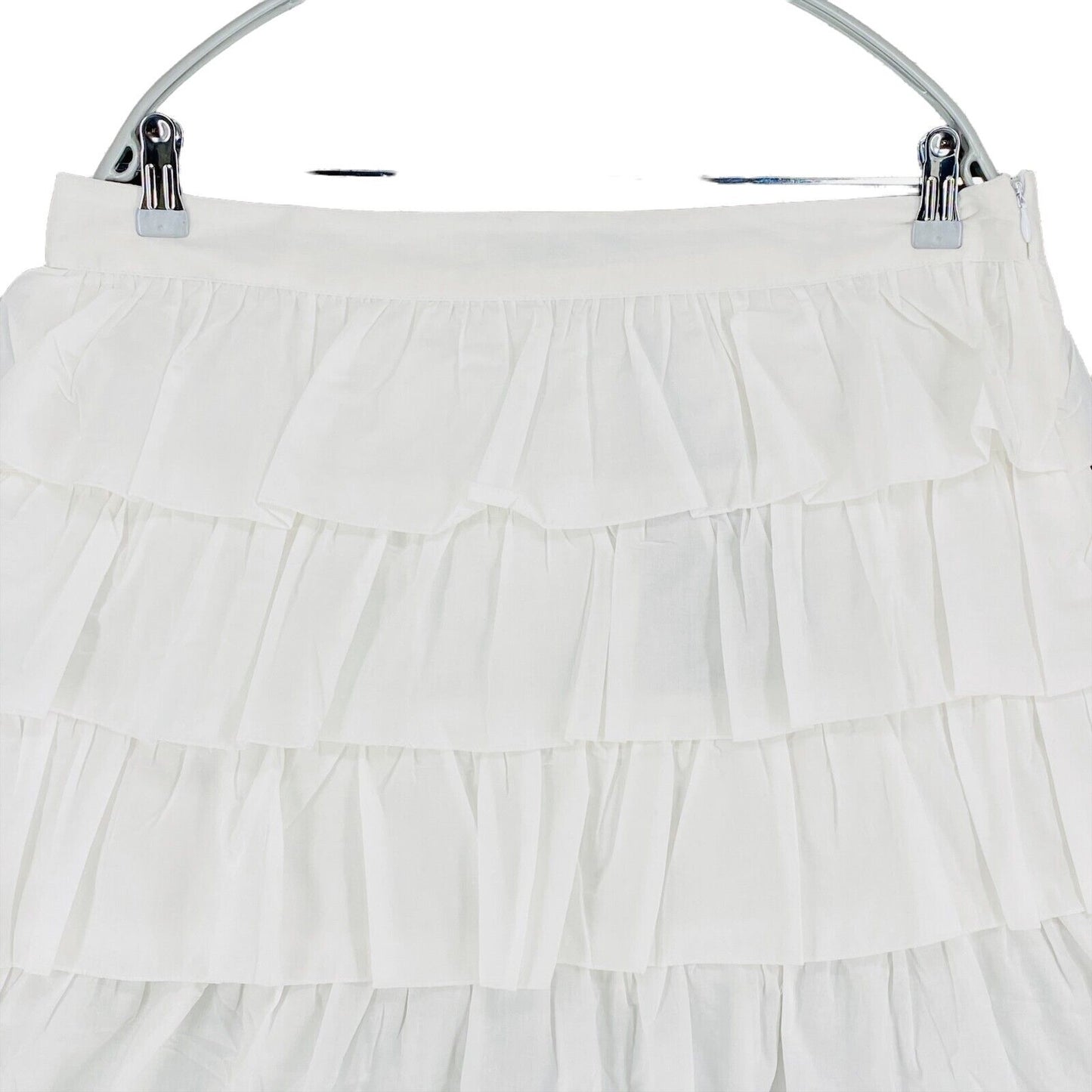 VUE SUR MER White 100% Cotton Ruffle Flare Skirt Size EU 42 UK 14 US 12