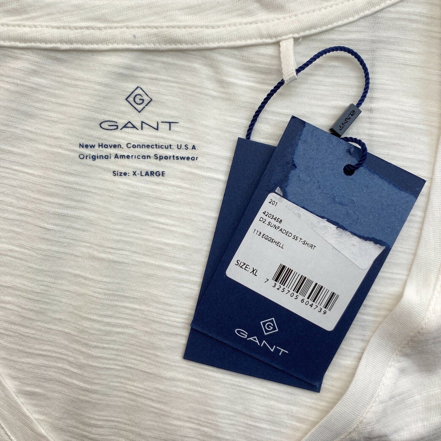 GANT T-shirt à col en V délavé blanc taille XL