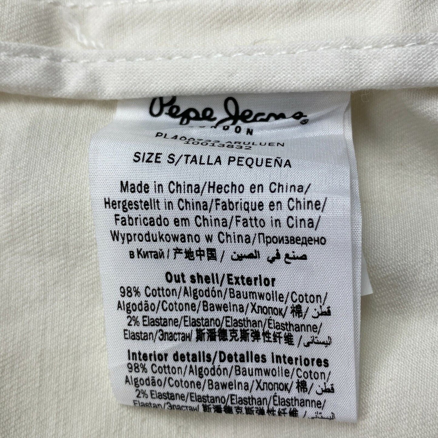 Pepe Jeans White Cotton Blend Jacket Size S