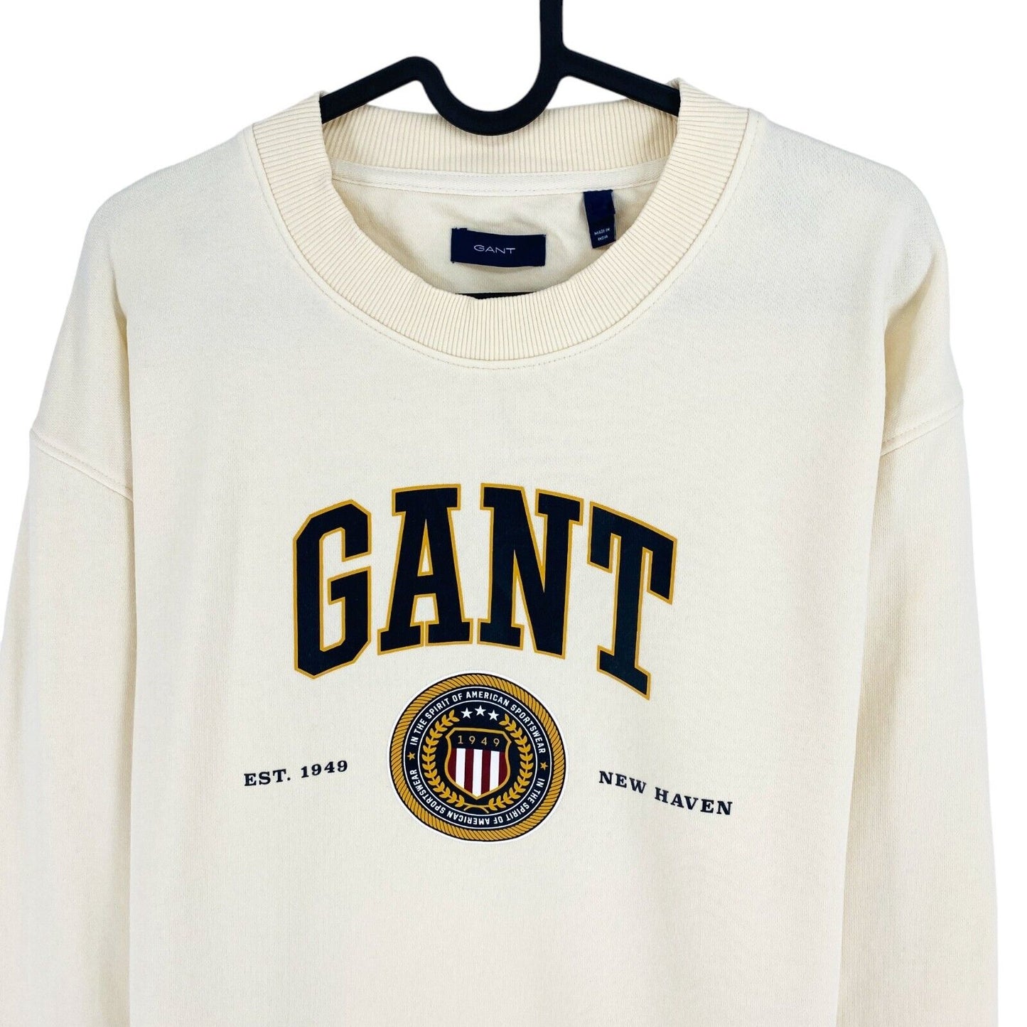 GANT Beige Crest Shield Crew Neck Sweater Jumper Size L