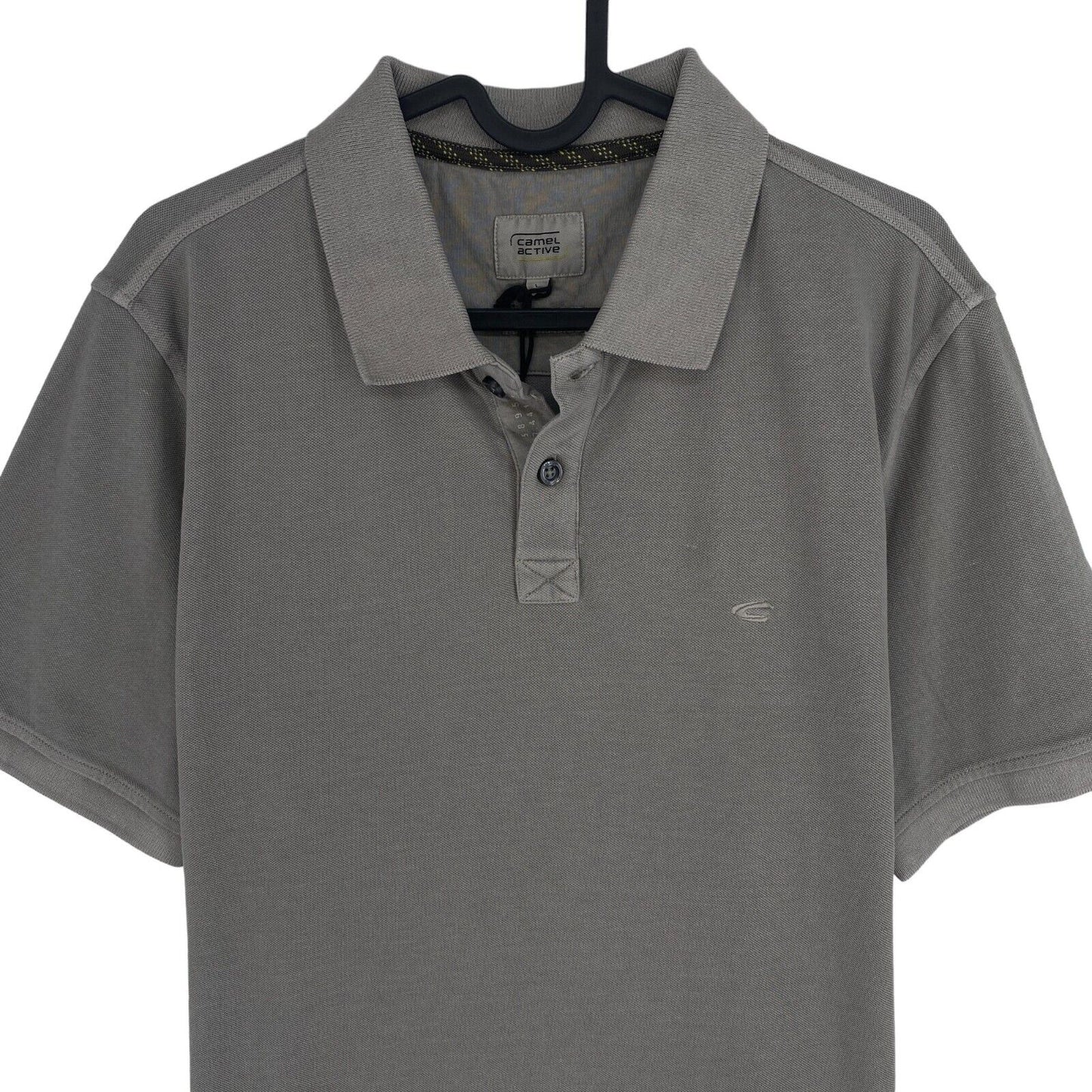 CAMEL ACTIVE Men Grey Solid Pique Short Sleeves Polo Shirt Size XL