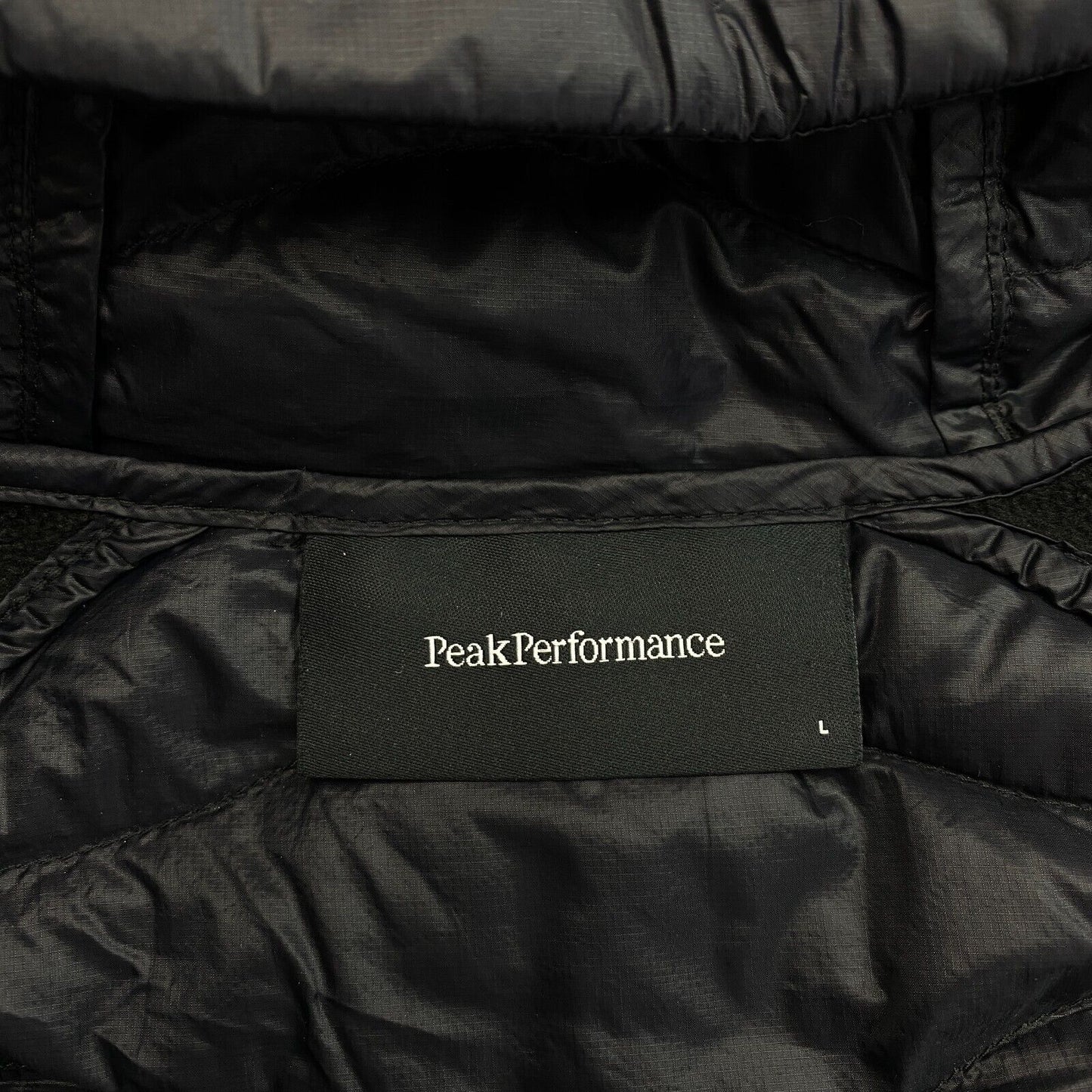 Peak Performance Men Black Helium Down Hybrid Hood Jacket Coat Size