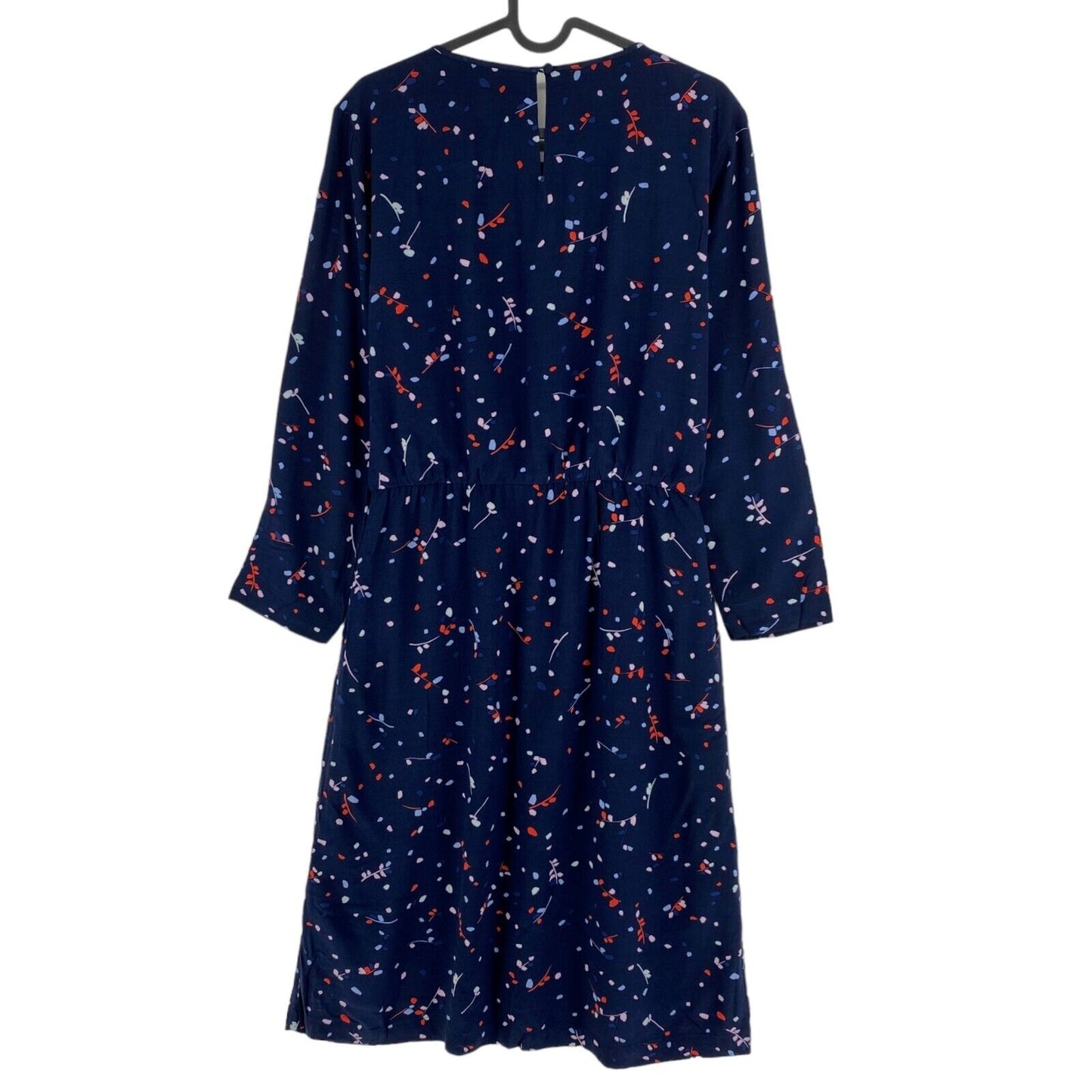 GANT Dark Blue Floral Long Sleeves Crew Neck Flared Dress Size EU 38 UK 12 US 8