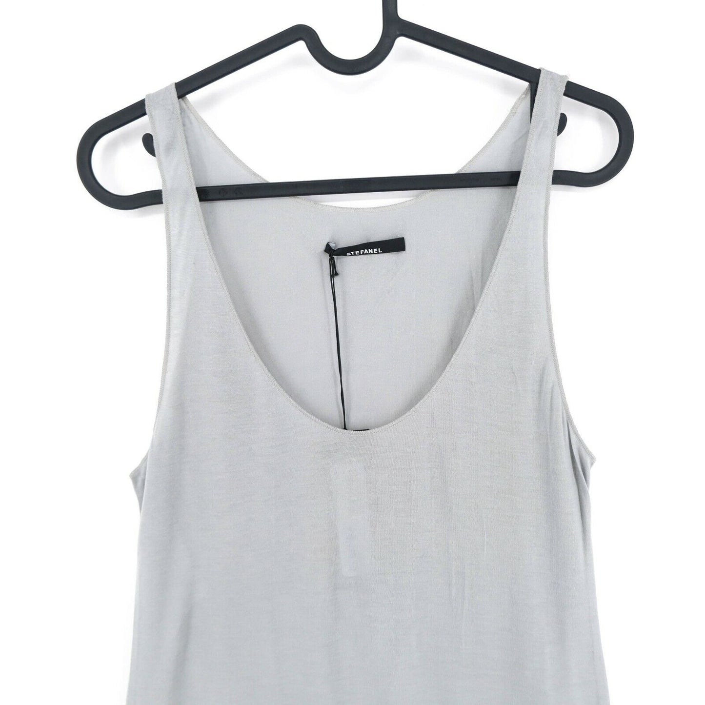 STEFANEL Grey Longer Scoop Neck Tank Top T Shirt Size S M