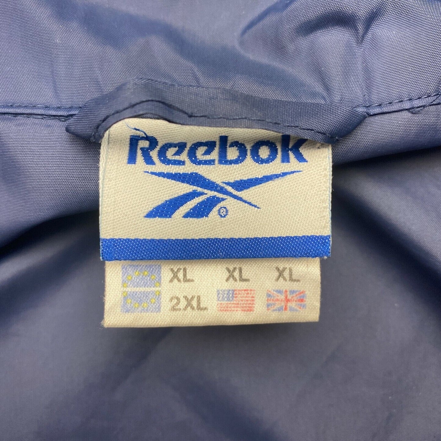 Reebok Vintage Retro Blue Hooded Jacket Coat Size XL