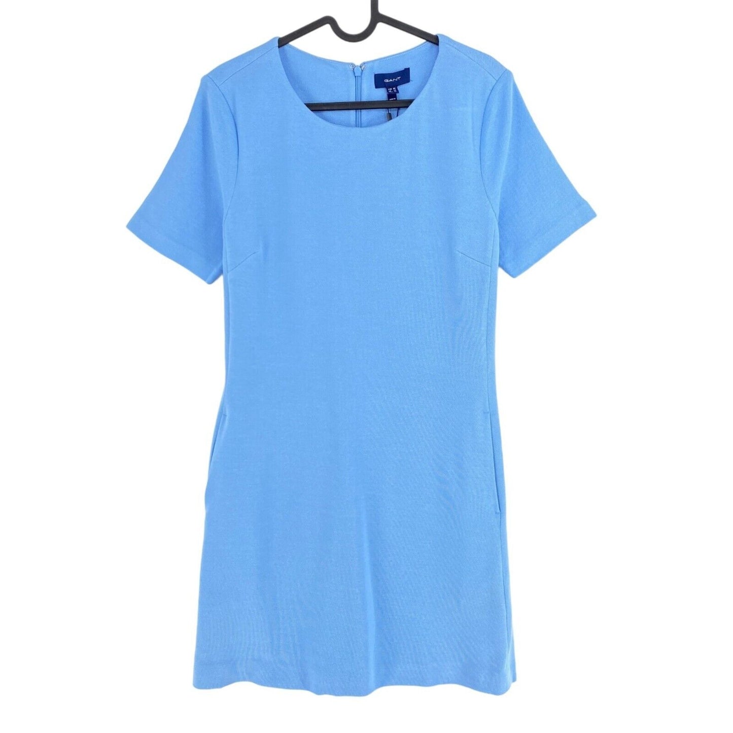 GANT Blaues Jersey-Piqué-Kleid mit kurzen Ärmeln, Größe EU 40, UK 12, US 10