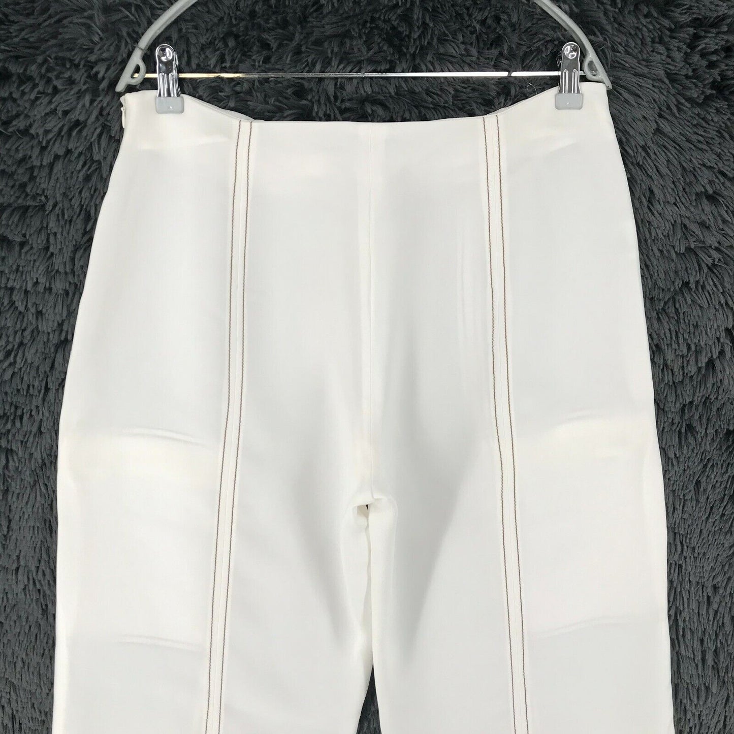 PERSONA Women White Regular Straight Fit Trousers Size US 10 W33