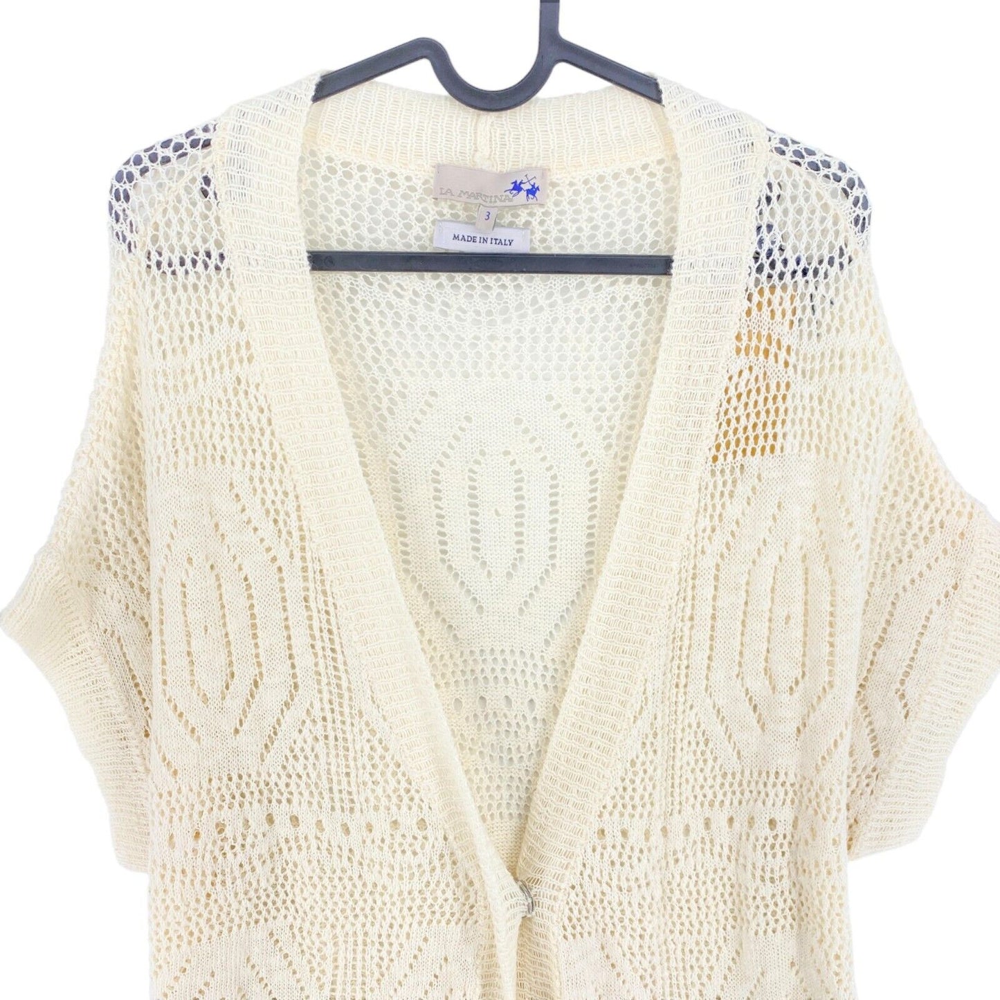 LA MARTINA Beige Tank Top Linen Cotton Cardigan Jumper Sweater Size 3 - M