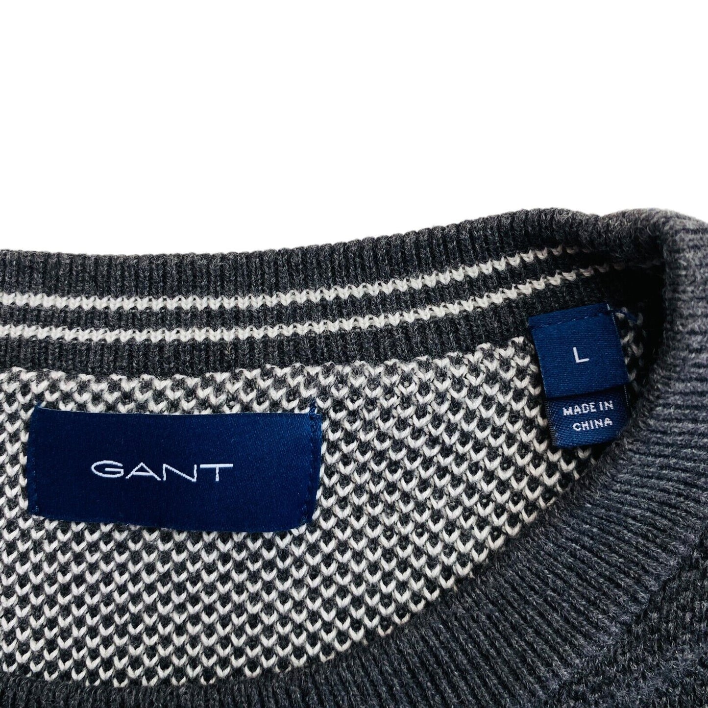 GANT Pullover mit Rundhalsausschnitt, 100 % Baumwolle, Dunkelgrau, Größe L