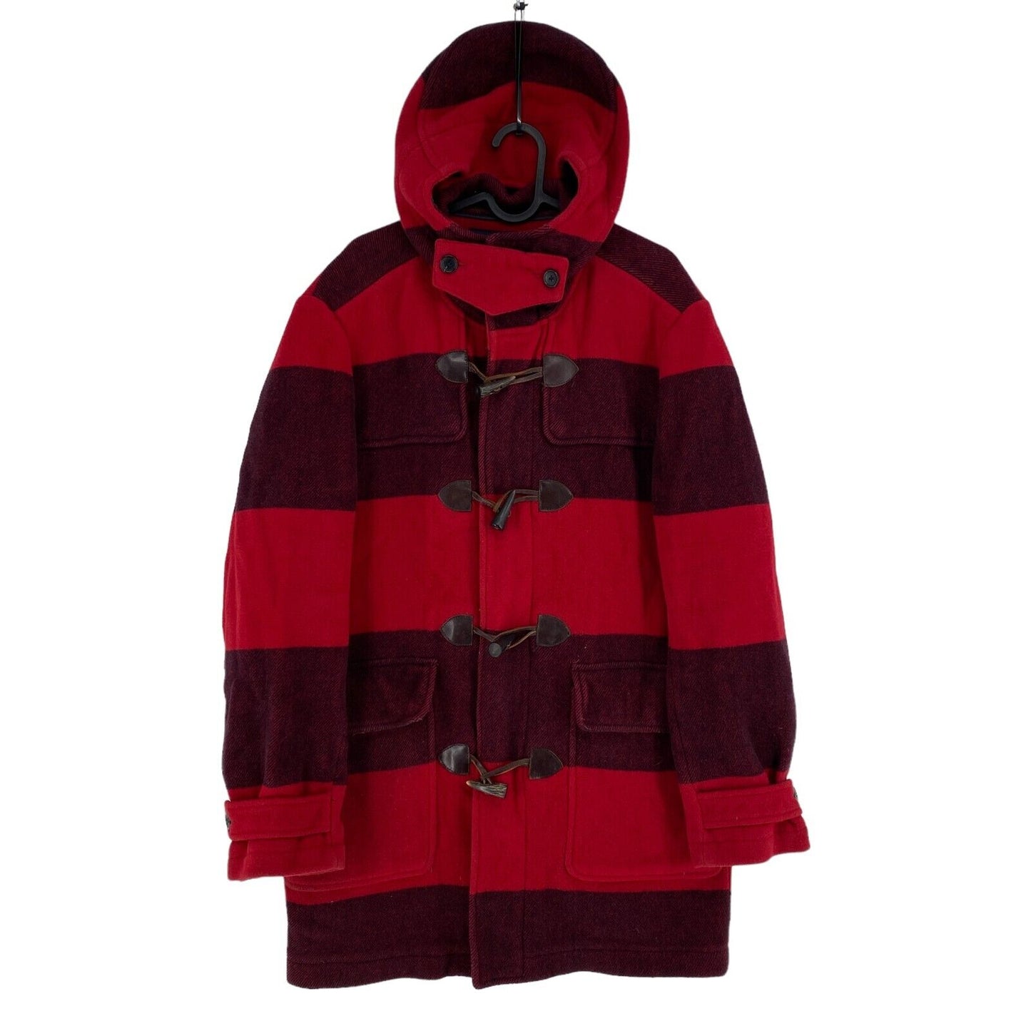 TOMMY HILFIGER Lined Red Wool Blend Hooded Over Coat Jacket Size S